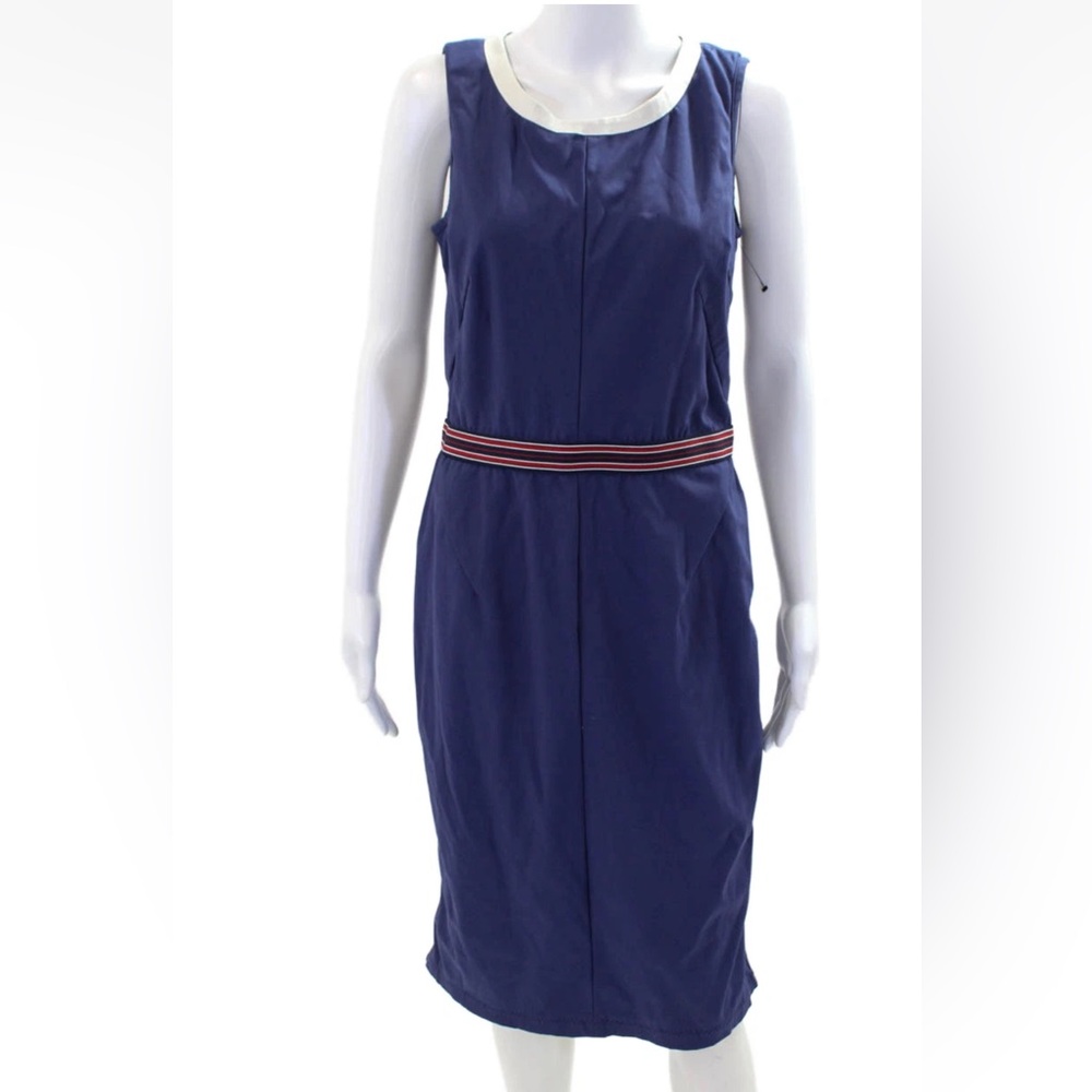 D&G Dolce & Gabbana Womens Back Zip Scoop Neck Shift Dress Navy Blue Size IT 44